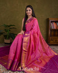 Magenta Stripes Pure Kanchipuram Silk Cotton Handloom Saree