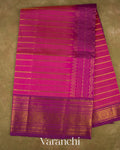 Magenta Stripes Pure Kanchipuram Silk Cotton Handloom Saree