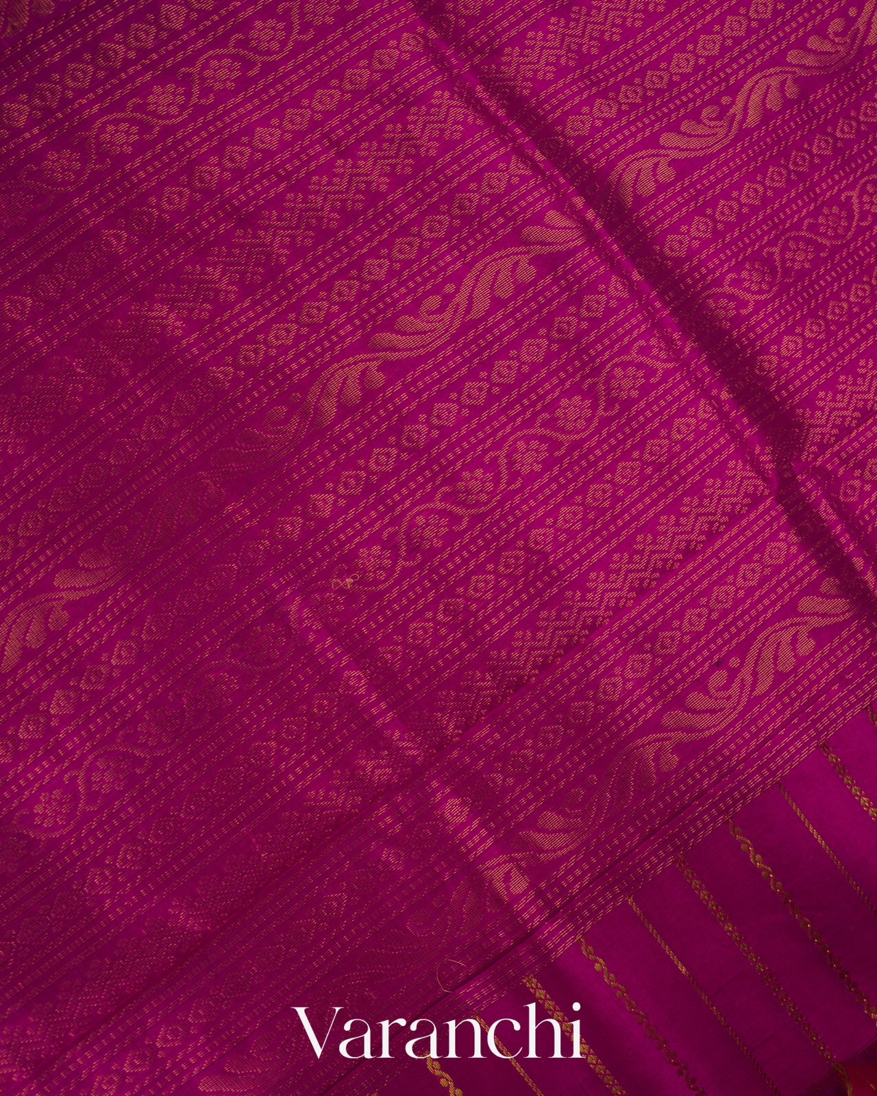 Magenta Stripes Pure Kanchipuram Silk Cotton Handloom Saree