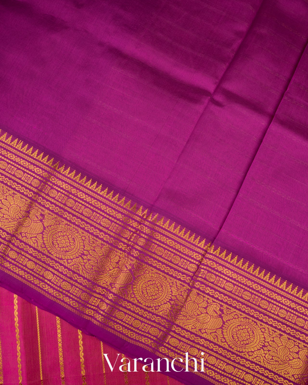 Magenta Stripes Pure Kanchipuram Silk Cotton Handloom Saree
