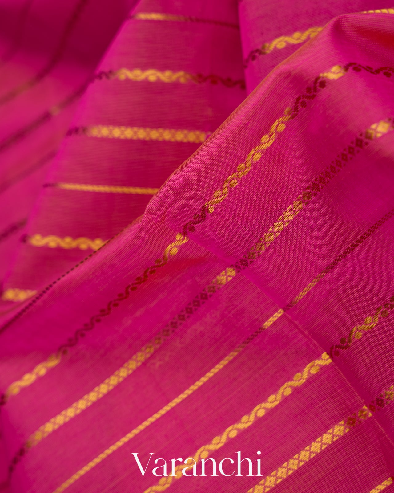 Magenta Stripes Pure Kanchipuram Silk Cotton Handloom Saree