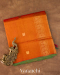 Turmeric Orange Pure Kanchipuram Silk Cotton Handloom Saree