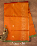 Turmeric Orange Pure Kanchipuram Silk Cotton Handloom Saree
