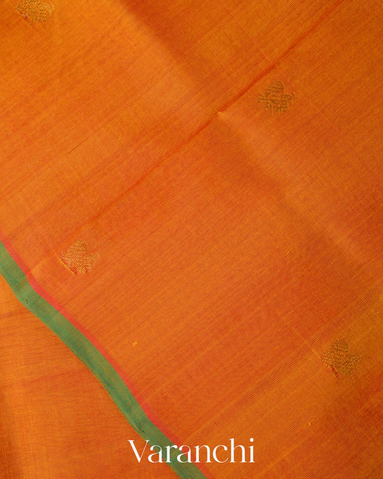 Turmeric Orange Pure Kanchipuram Silk Cotton Handloom Saree
