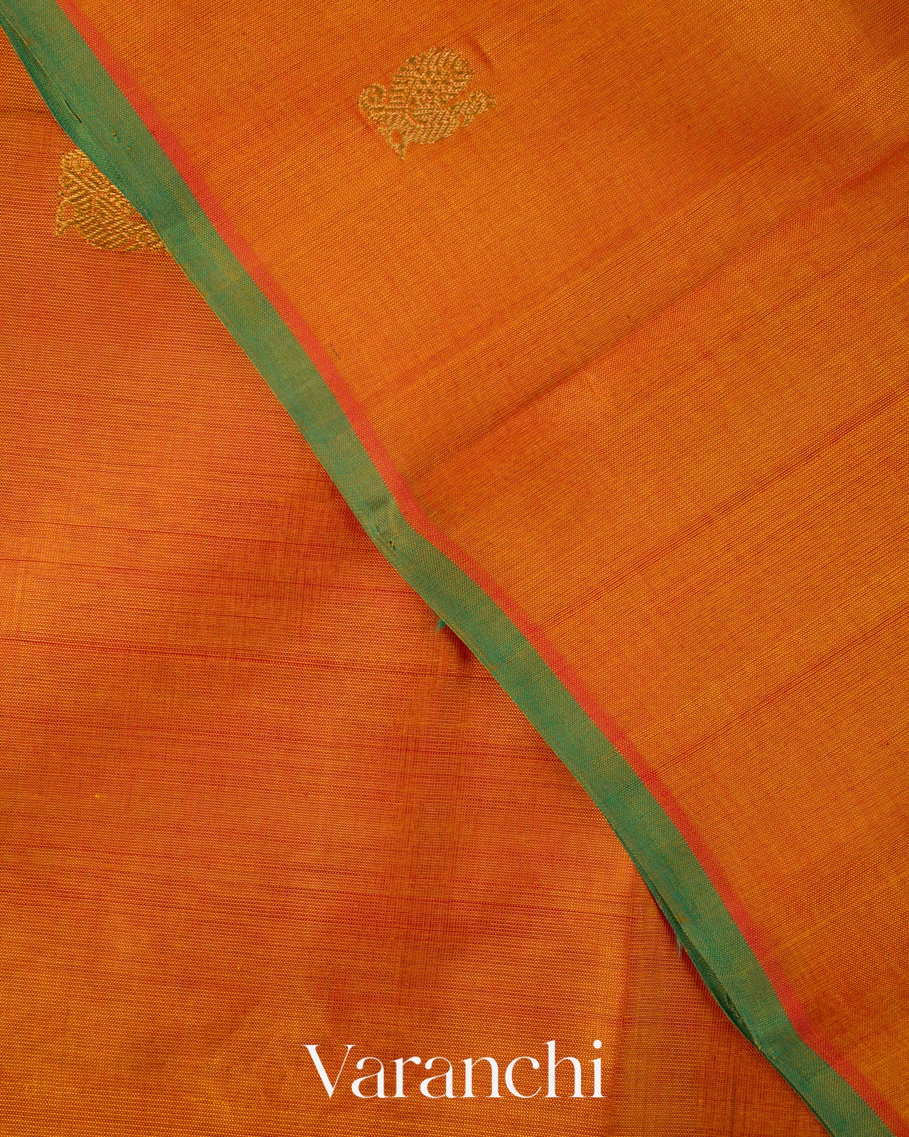 Turmeric Orange Pure Kanchipuram Silk Cotton Handloom Saree