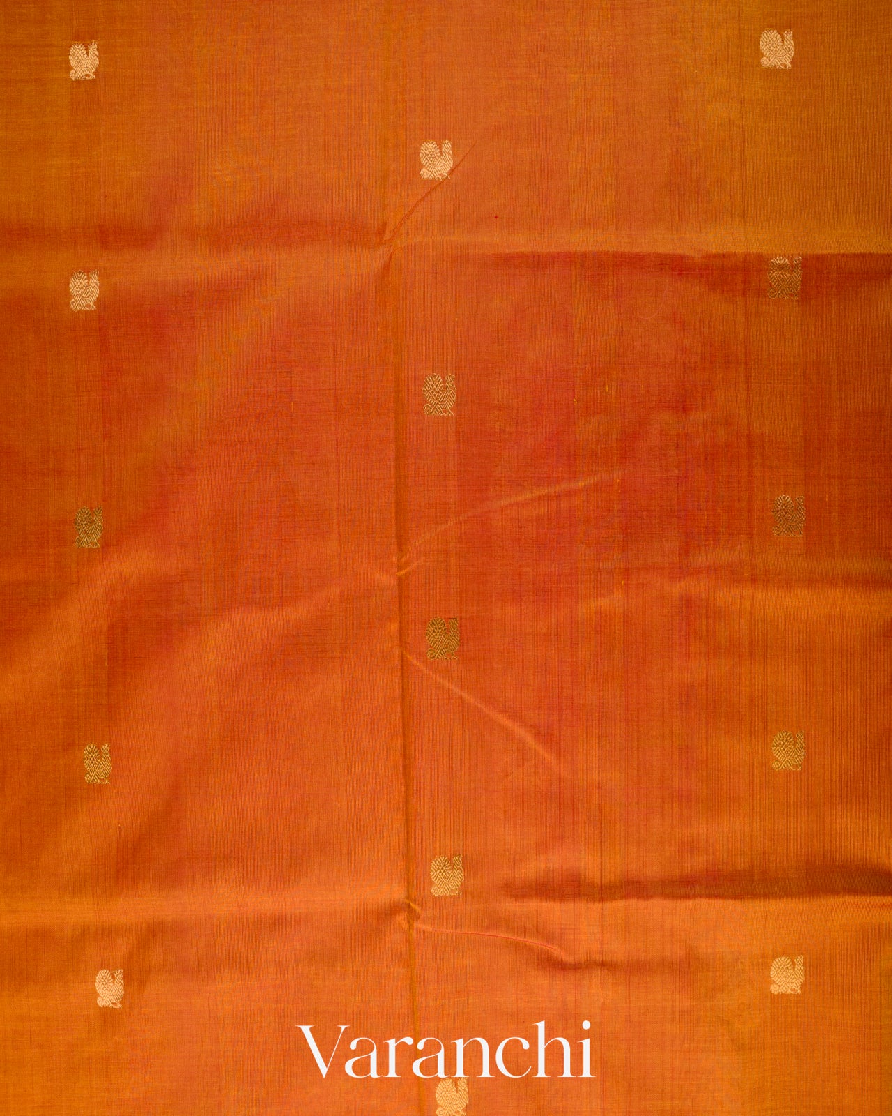 Turmeric Orange Pure Kanchipuram Silk Cotton Handloom Saree