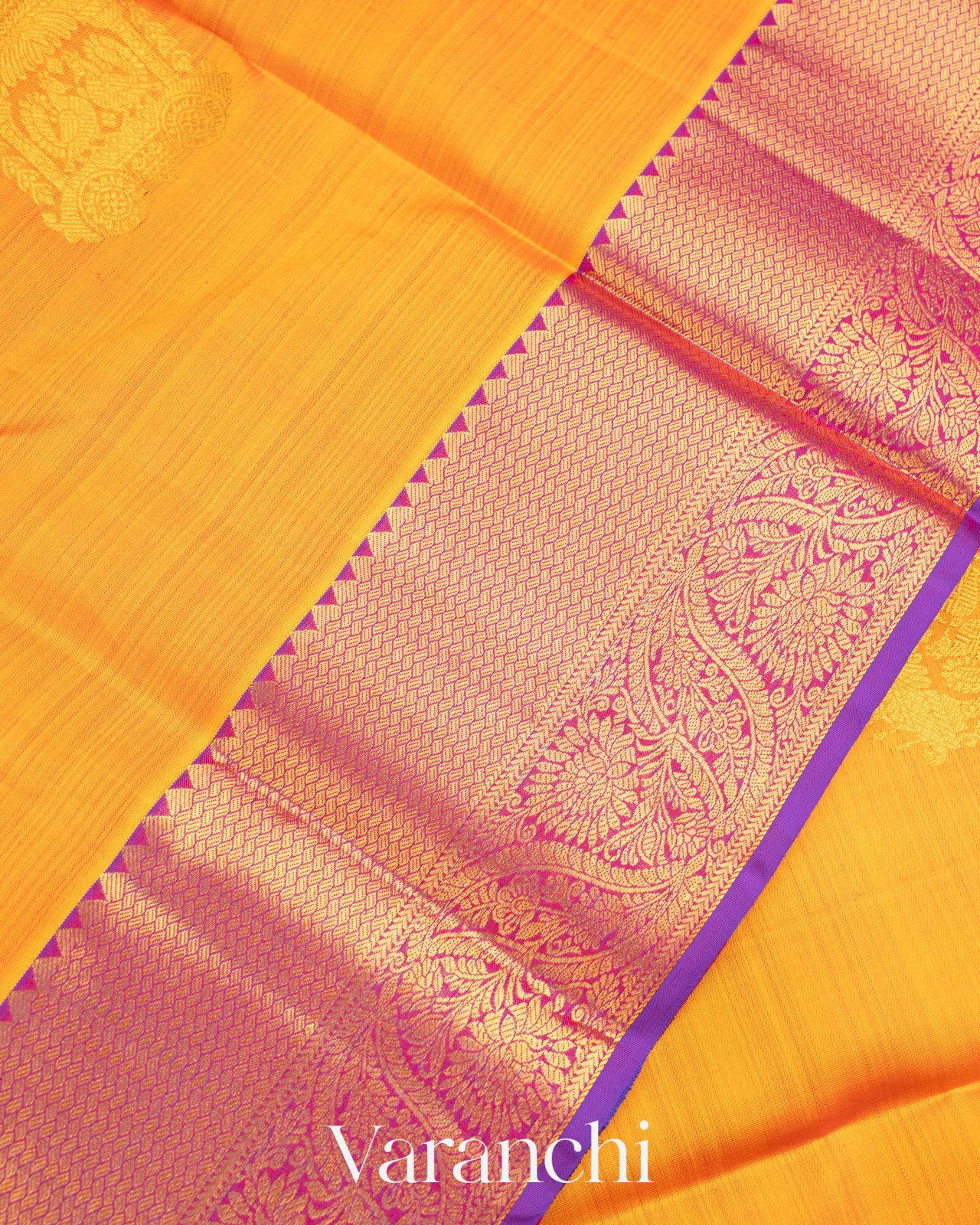 Turmeric Yellow Pure Kanchipuram Silk Handloom Saree