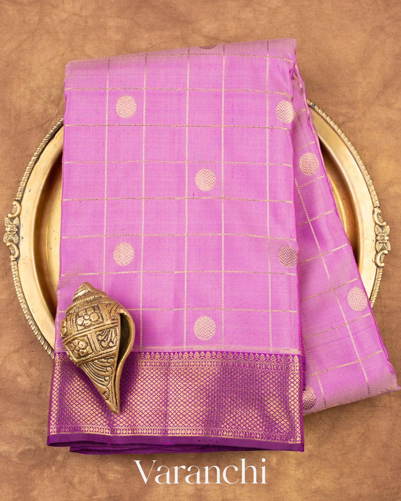 Lavender Pure Kanchipuram Silk Handloom Saree