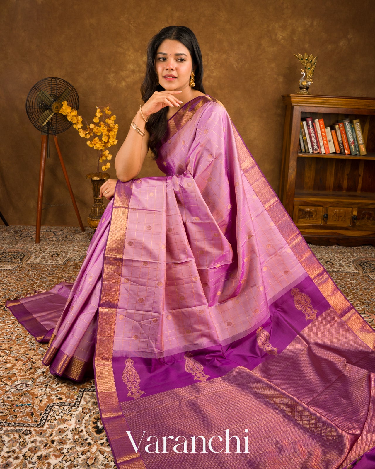 Lavender Pure Kanchipuram Silk Handloom Saree