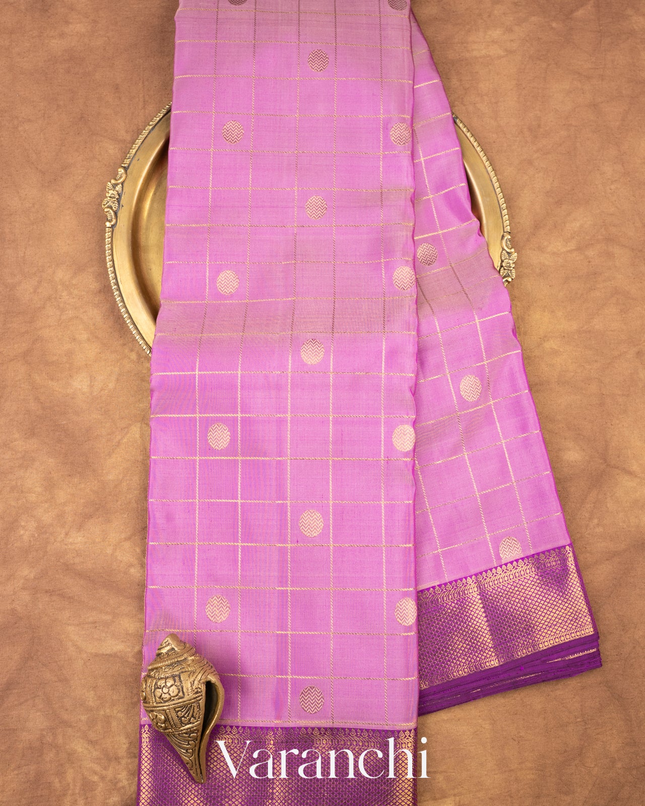Lavender Pure Kanchipuram Silk Handloom Saree