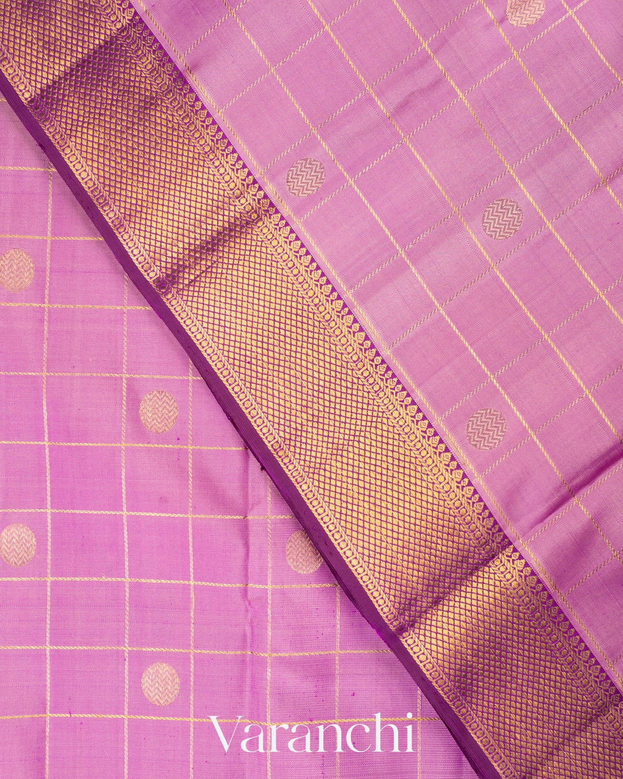 Lavender Pure Kanchipuram Silk Handloom Saree