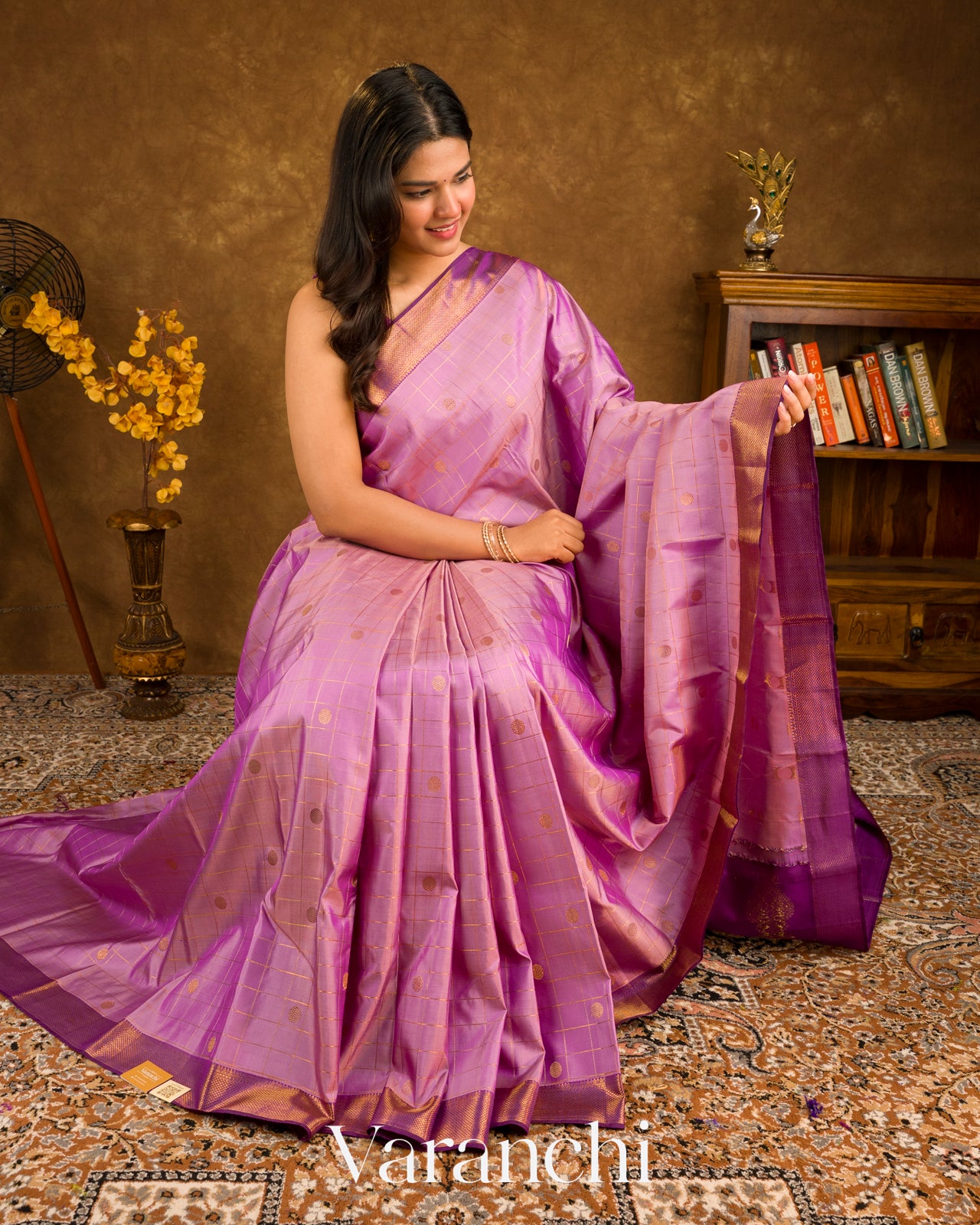 Lavender Pure Kanchipuram Silk Handloom Saree