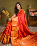 Crimson Orange Pure Kanchipuram Silk Handloom Saree