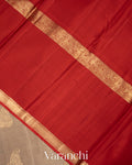 Biege Grey Pure Kanchipuram Silk Handloom Saree