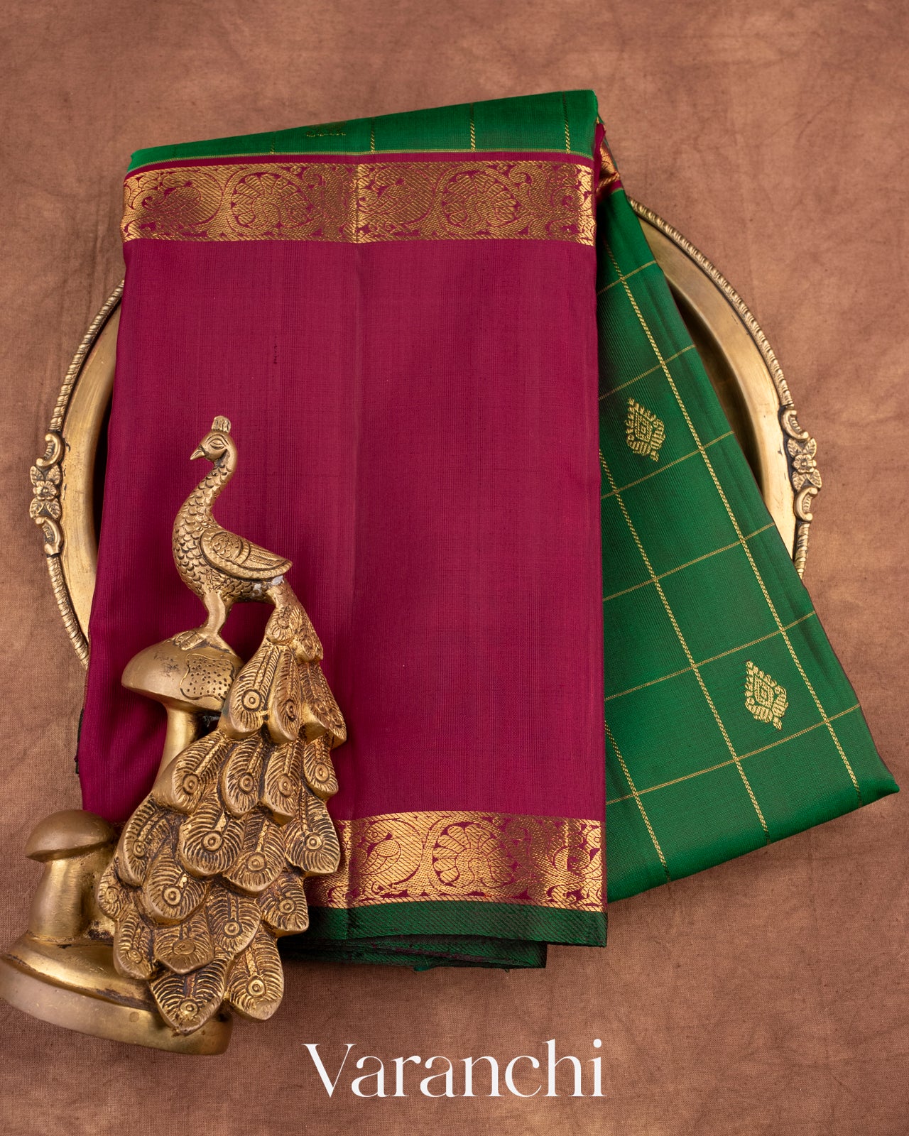 Bottle Green Pure Kanchipuram Silk Handloom Saree