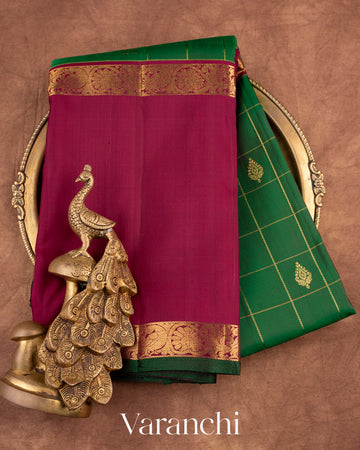 Bottle Green Pure Kanchipuram Silk Handloom Saree