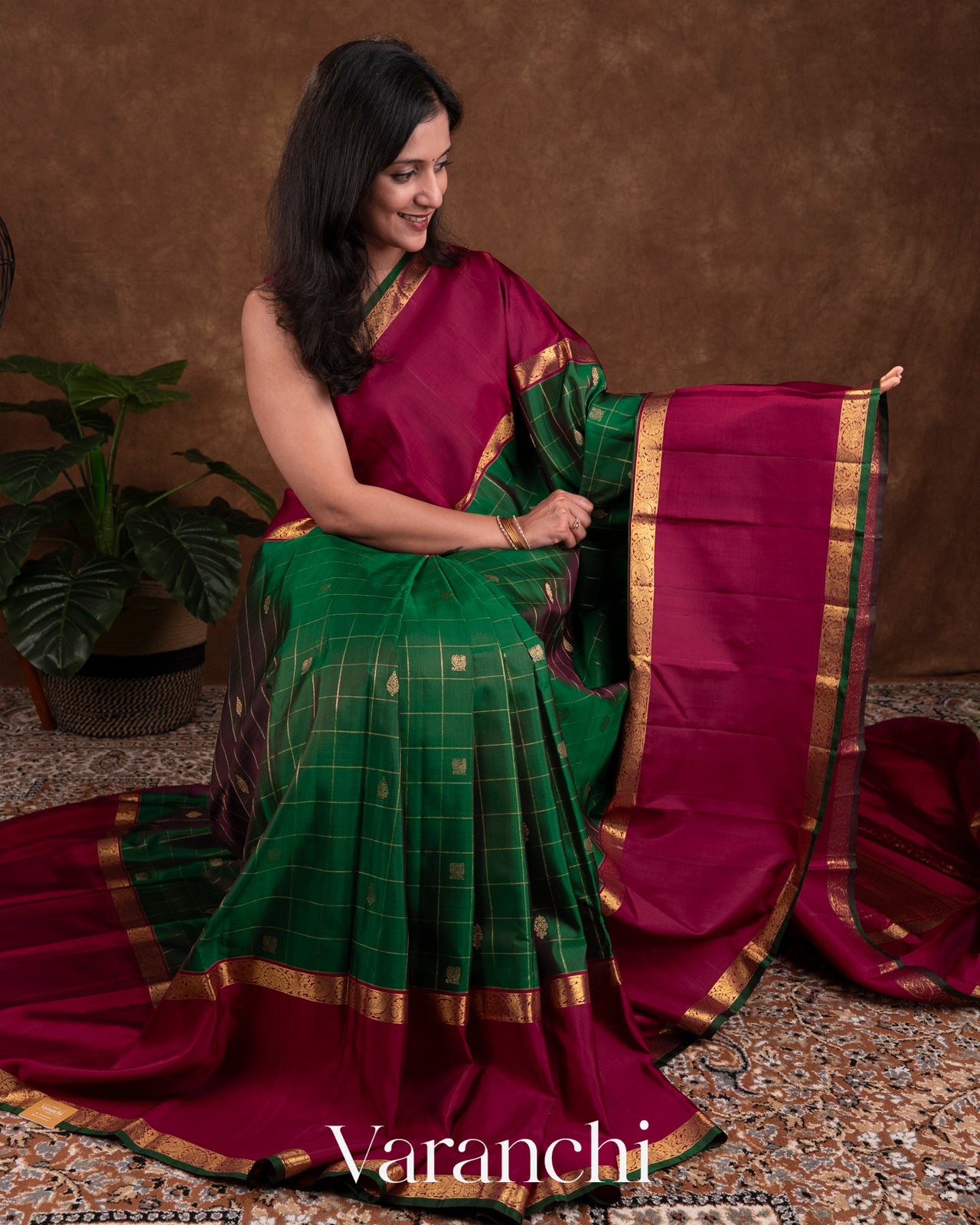 Bottle Green Pure Kanchipuram Silk Handloom Saree