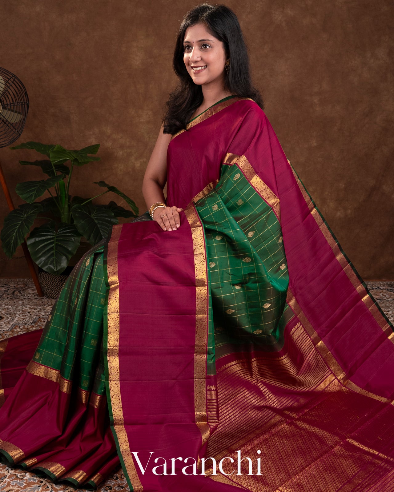 Bottle Green Pure Kanchipuram Silk Handloom Saree