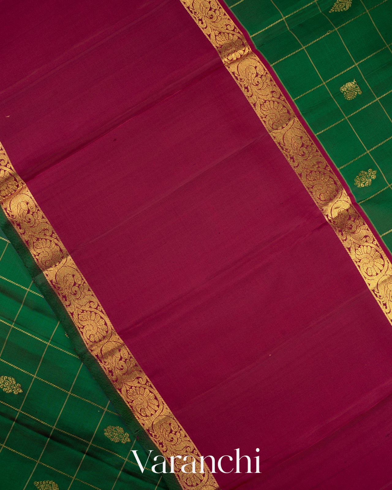Bottle Green Pure Kanchipuram Silk Handloom Saree