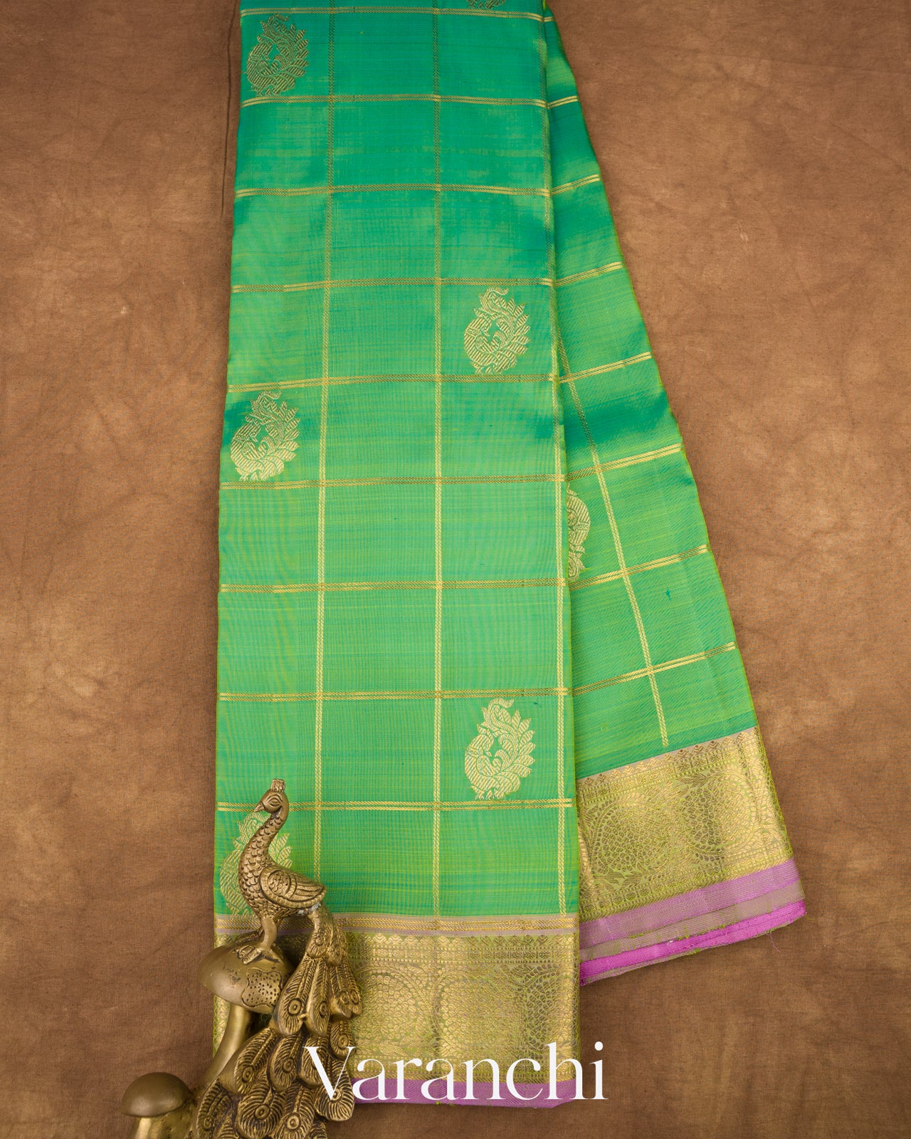 Light Jade Green Pure Kanchipuram Silk Handloom Saree