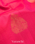 Reddish Pink Vaira Oosi Pure Kanchipuram Silk Handloom Saree