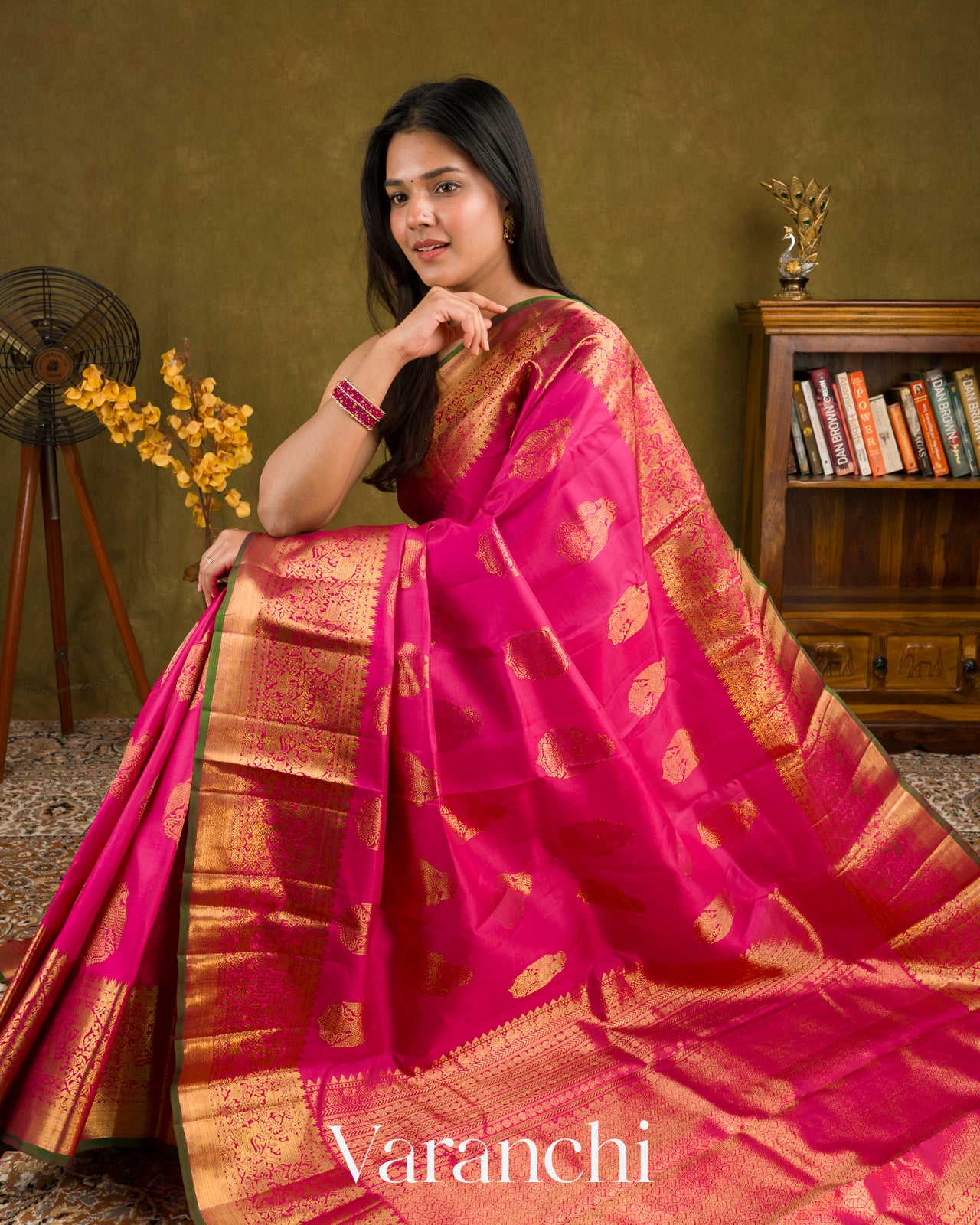 Rani Pink Pure Kanchipuram Silk Handloom Saree