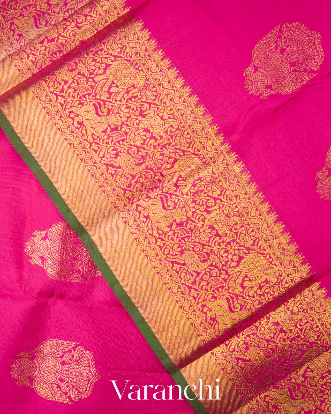 Rani Pink Pure Kanchipuram Silk Handloom Saree