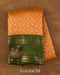 Light Orange Heavy Brocade Pure Korvai Kanchipuram Silk Saree