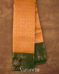 Light Orange Heavy Brocade Pure Korvai Kanchipuram Silk Saree