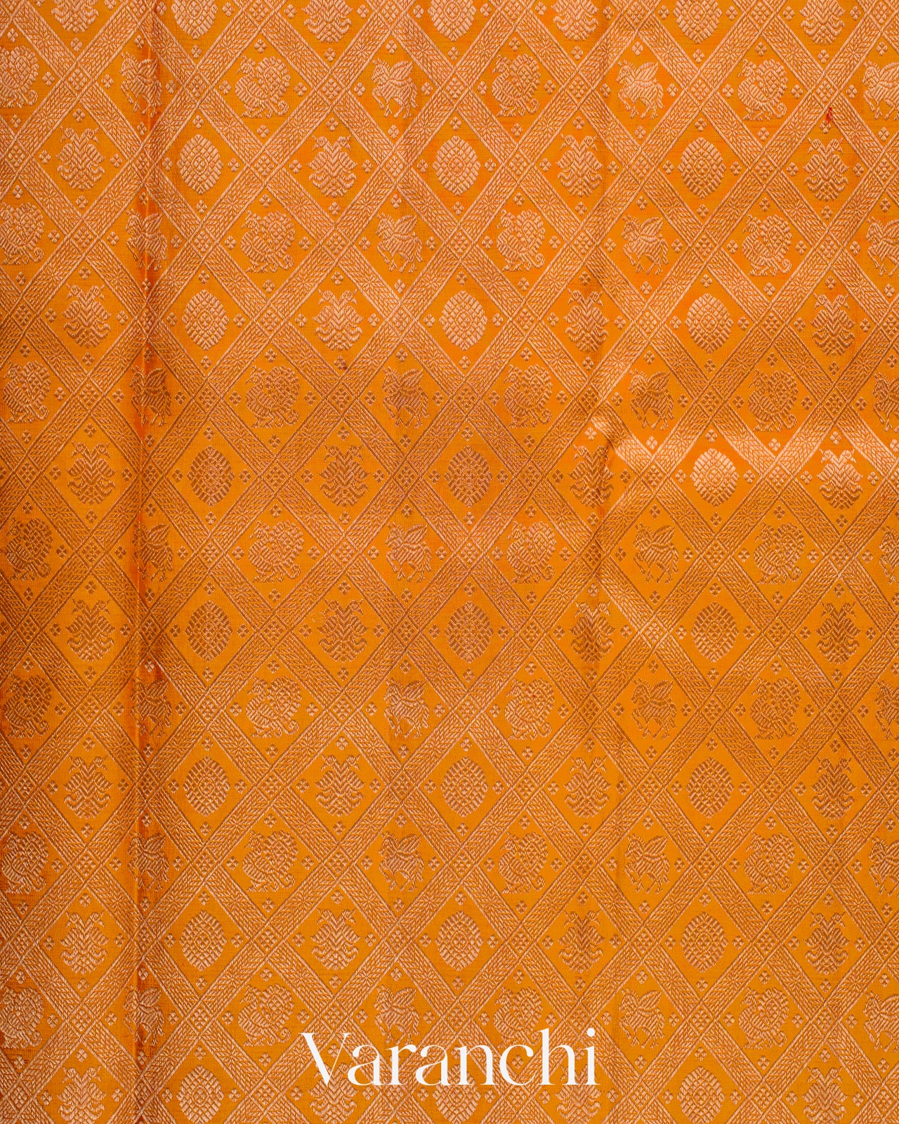 Light Orange Heavy Brocade Pure Korvai Kanchipuram Silk Saree