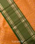 Light Orange Heavy Brocade Pure Korvai Kanchipuram Silk Saree