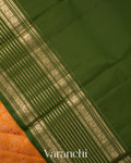 Light Orange Heavy Brocade Pure Korvai Kanchipuram Silk Saree