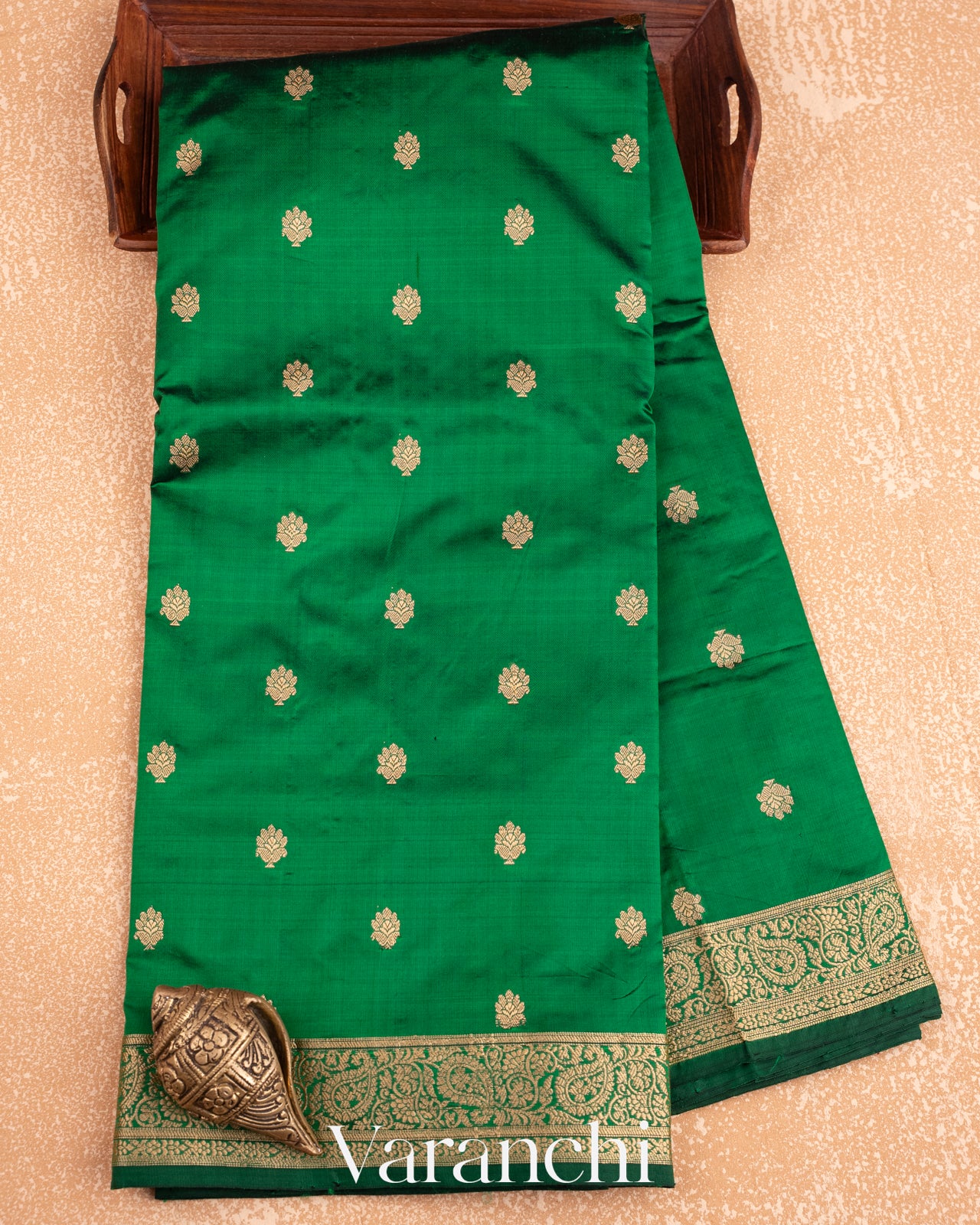 Dark Green Pure Katan Silk Handloom Saree