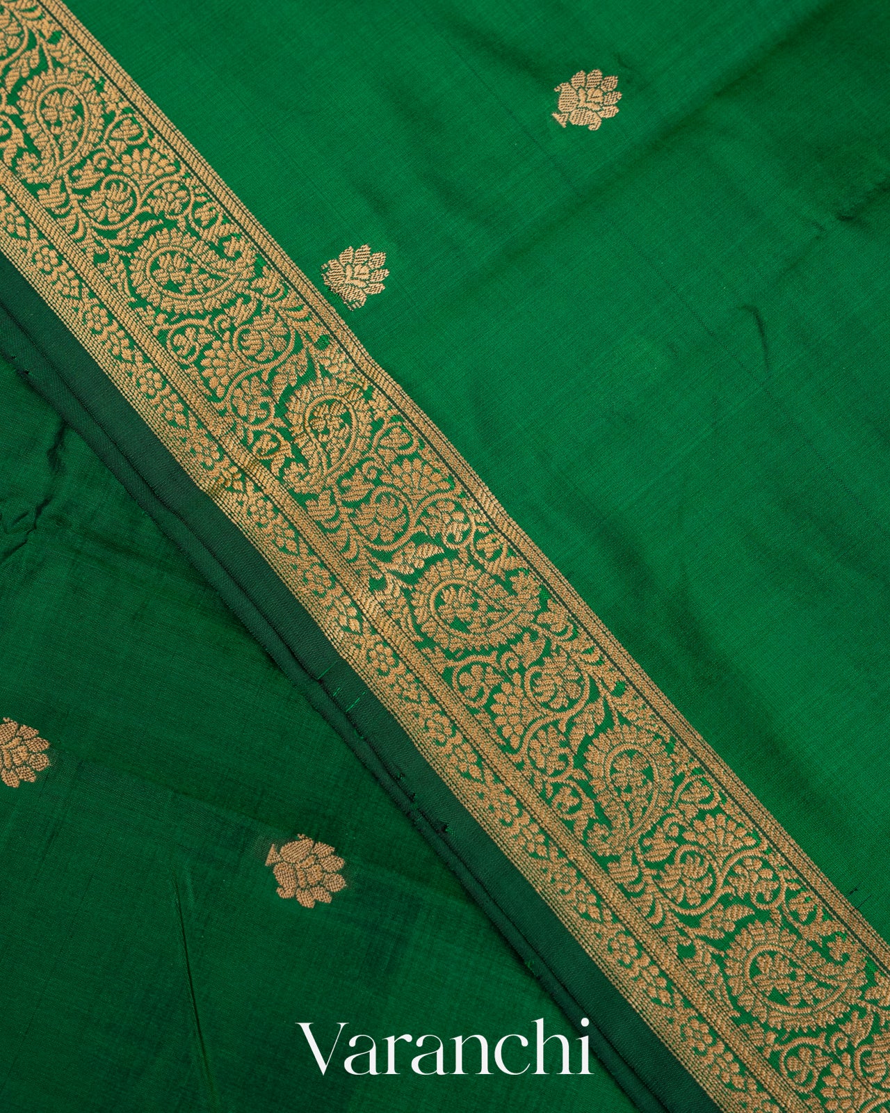 Dark Green Pure Katan Silk Handloom Saree