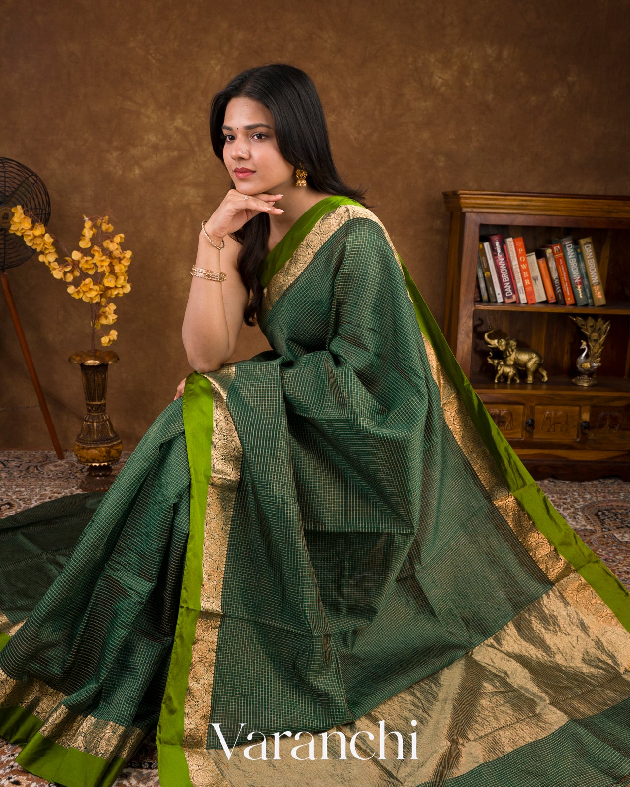 Bottle Green Pure Katan Silk Saree