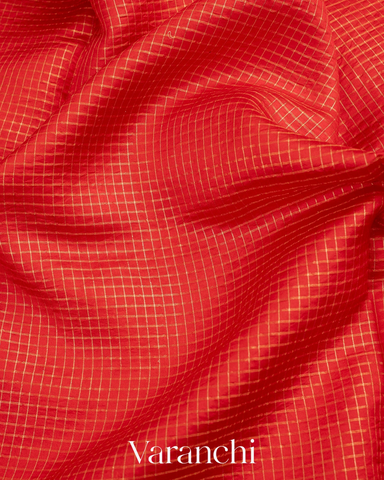 Bright Red Pure Katan Silk Saree