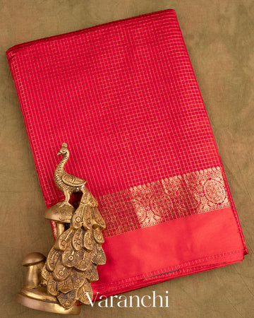 Deep Red Pure Katan Silk Saree