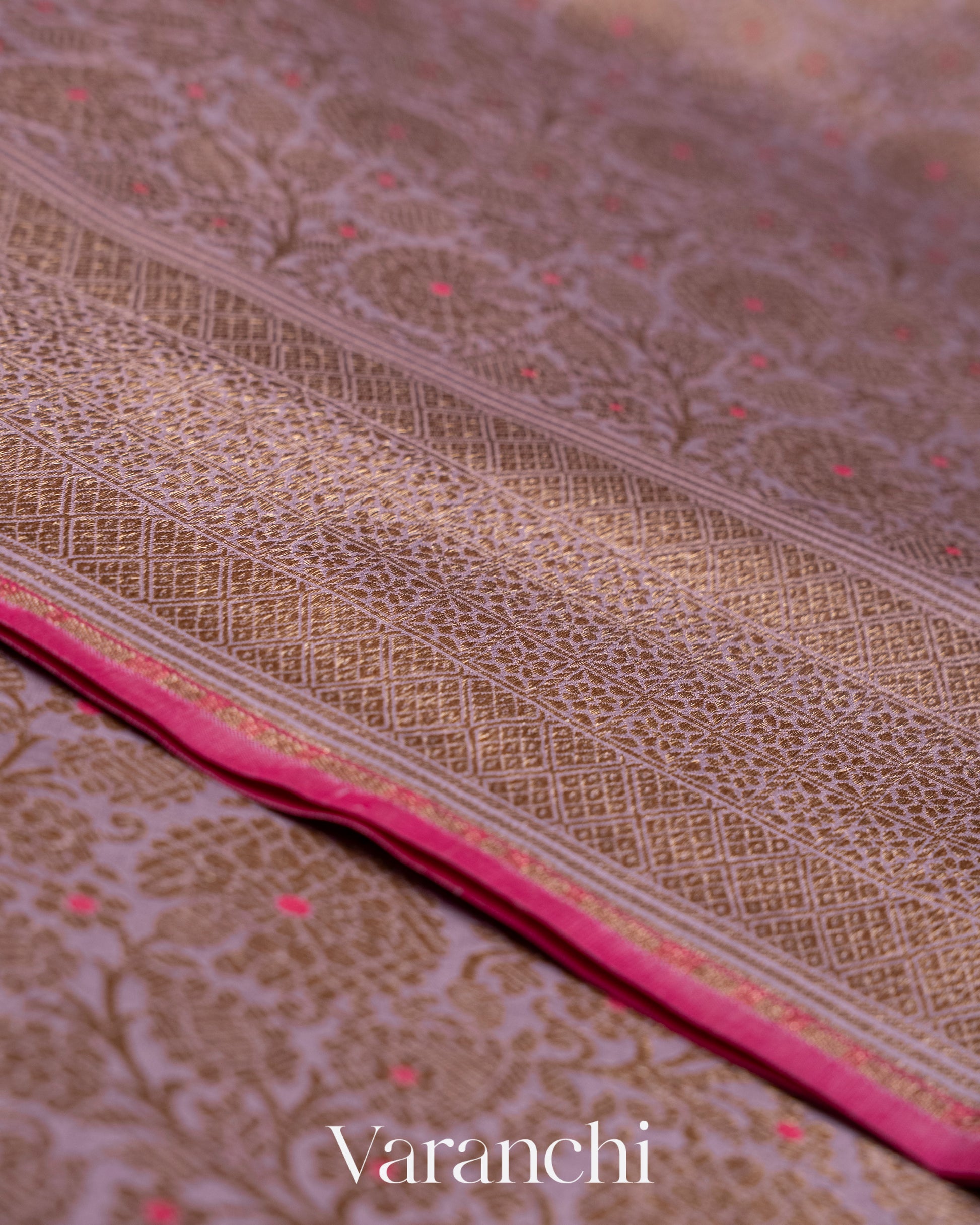 Pastel Lilac Heavy Brocade Pure Katan Silk Handloom Saree