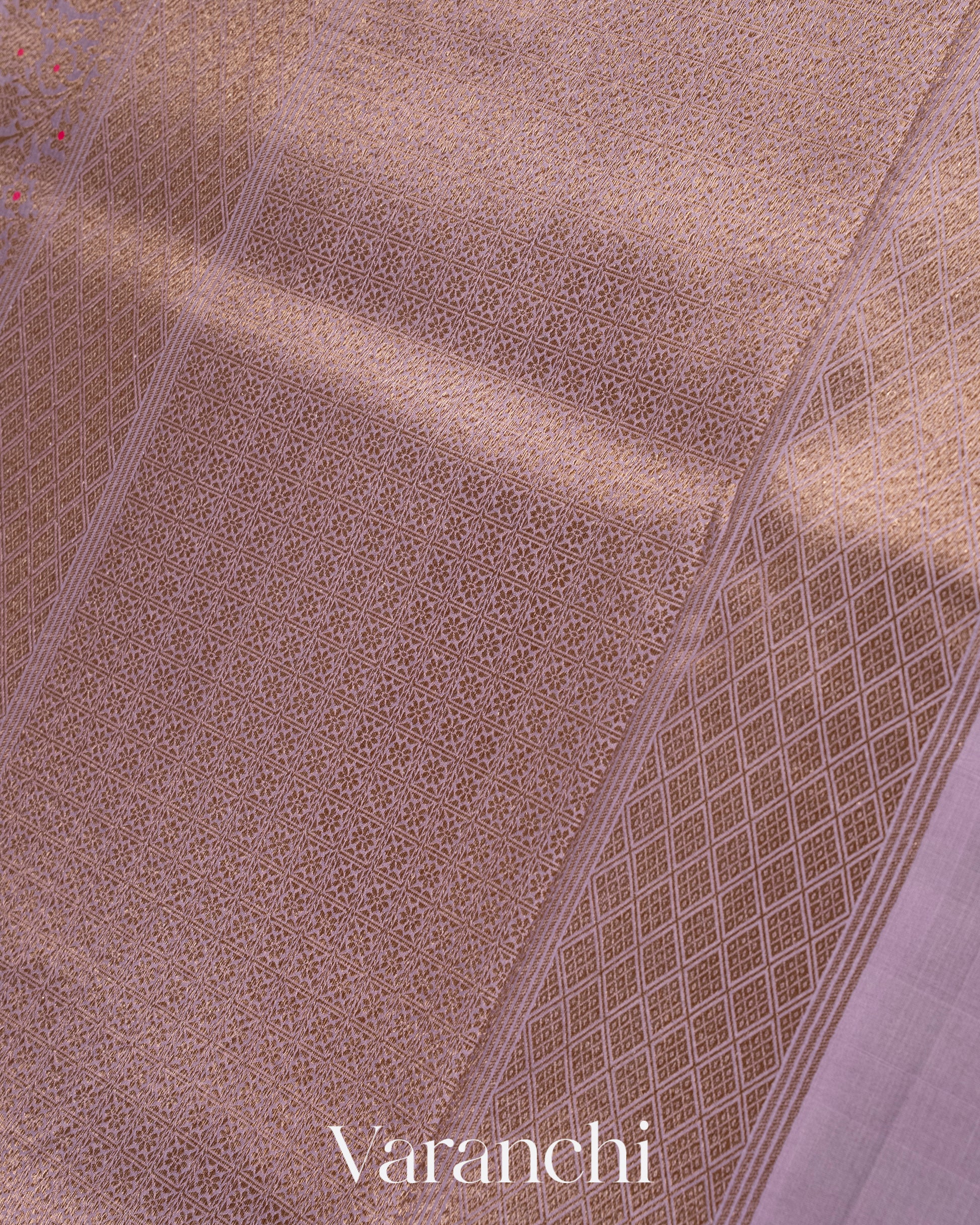 Pastel Lilac Heavy Brocade Pure Katan Silk Handloom Saree