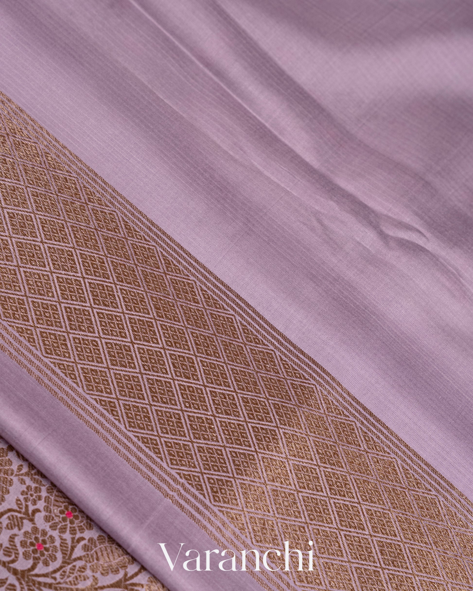 Pastel Lilac Heavy Brocade Pure Katan Silk Handloom Saree