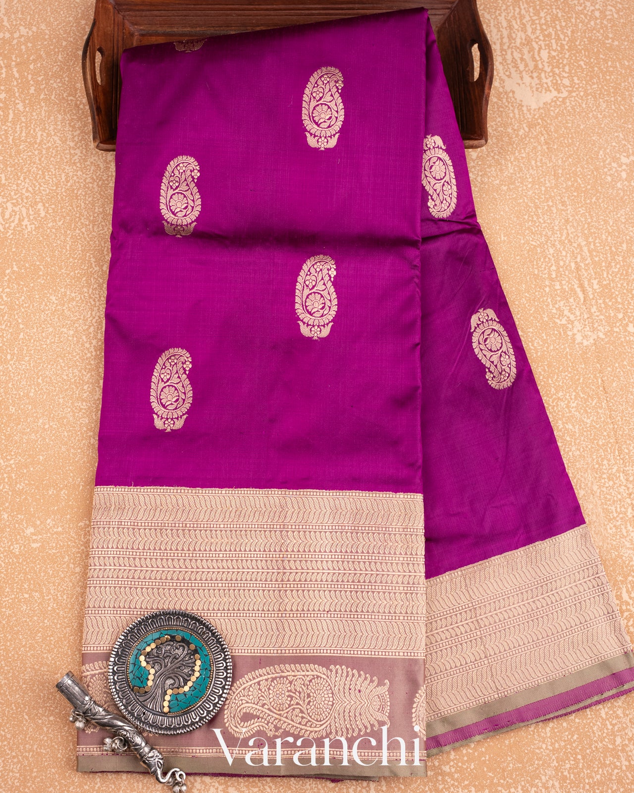 Purple Pure Katan Silk Handloom Saree