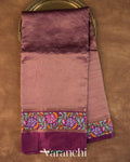 Mauve Purple Tissue Stripes with Petit-Point Embroidered Pure Katan Silk Saree