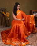 Bright Orange Pure Katan Silk Saree