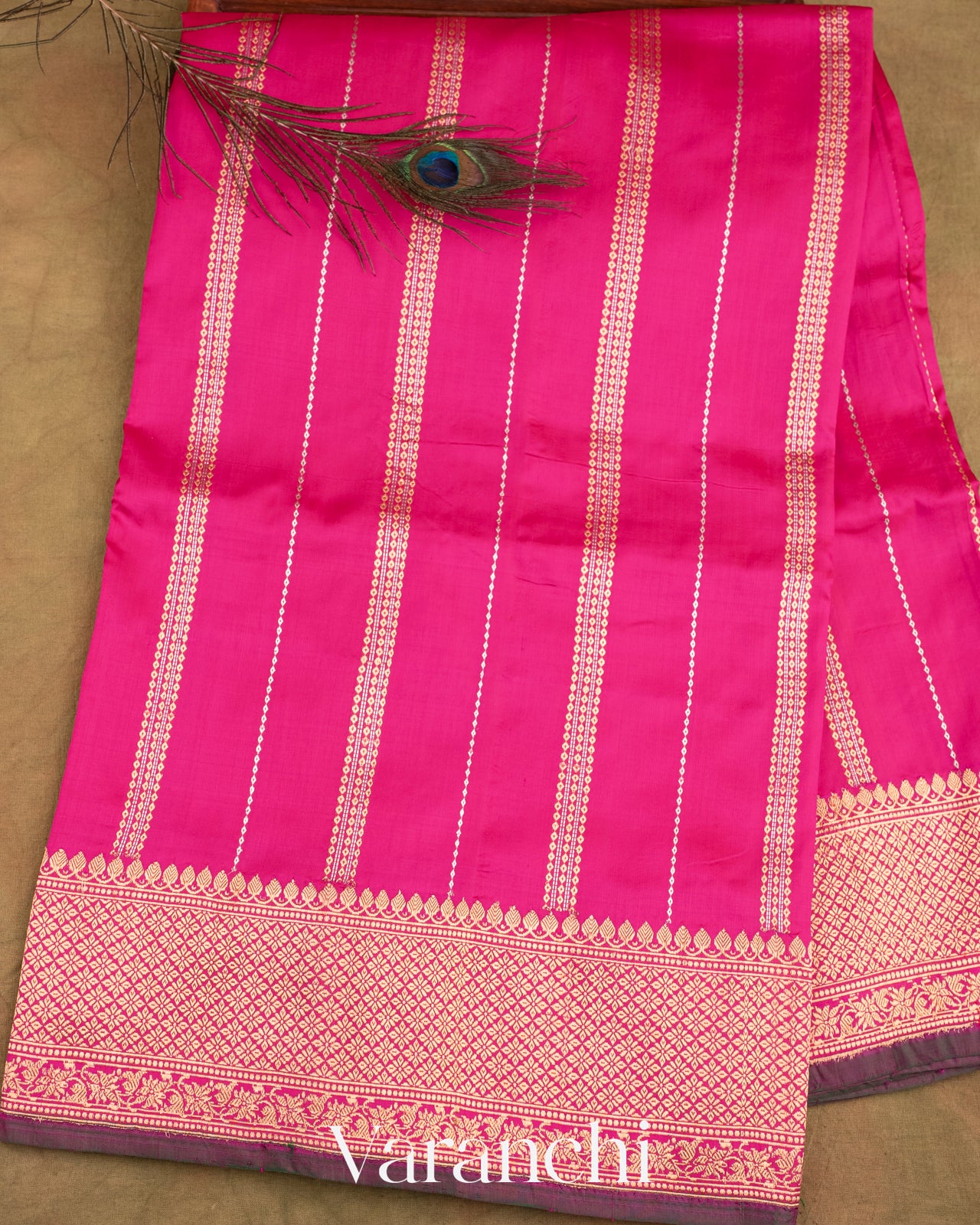 Rani Pink Pure Katan Silk Handloom Saree