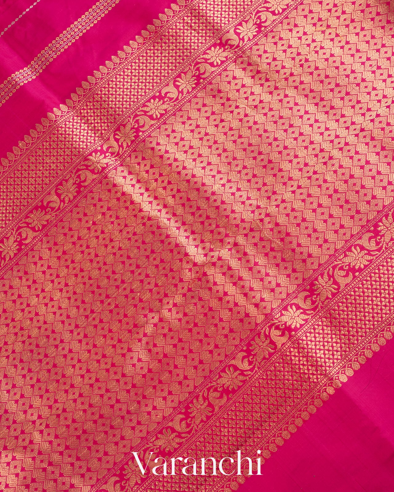 Rani Pink Pure Katan Silk Handloom Saree