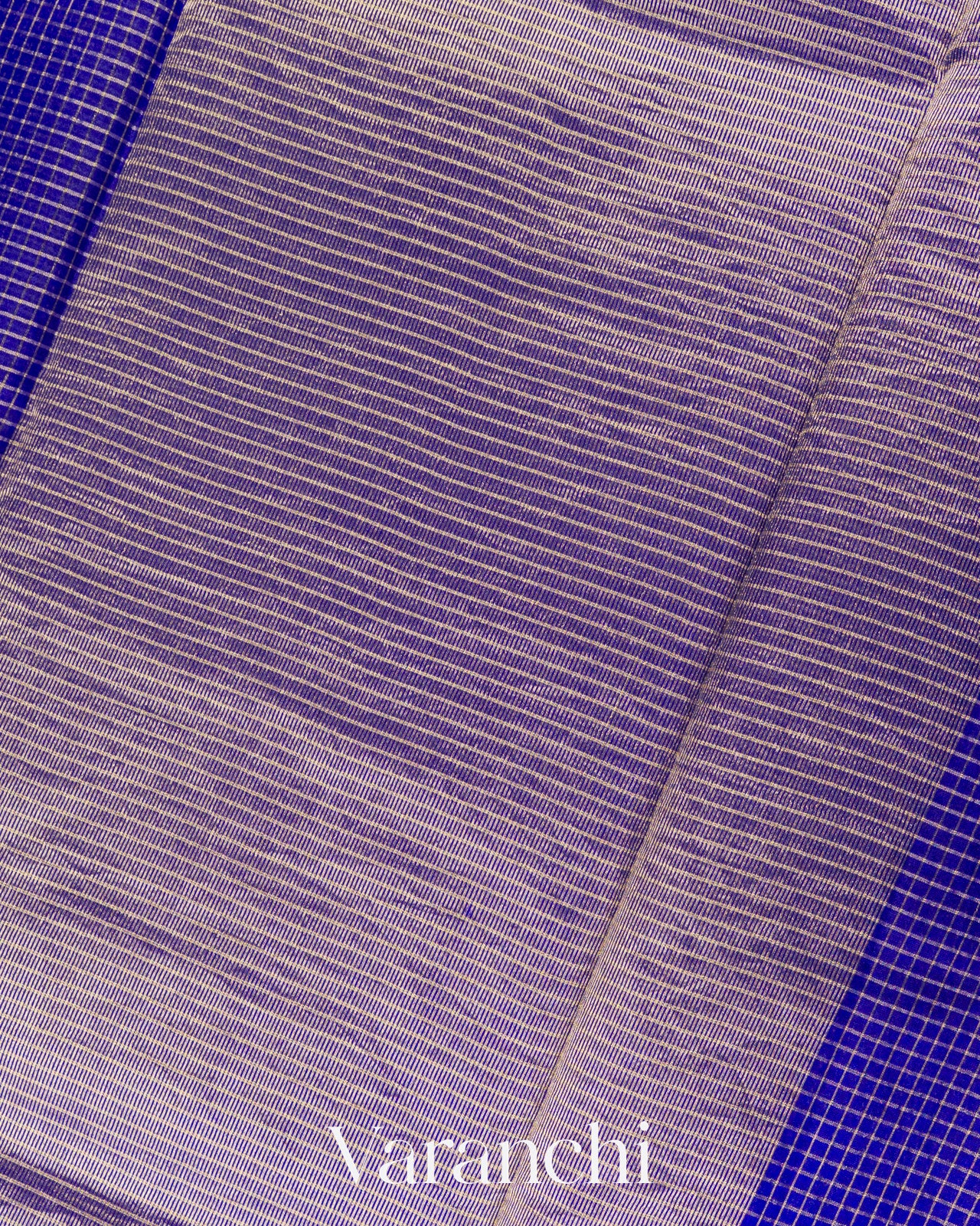 Royal Blue Checks Pure Katan Silk Saree