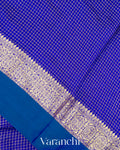 Royal Blue Checks Pure Katan Silk Saree
