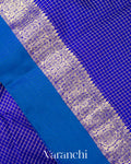 Royal Blue Checks Pure Katan Silk Saree