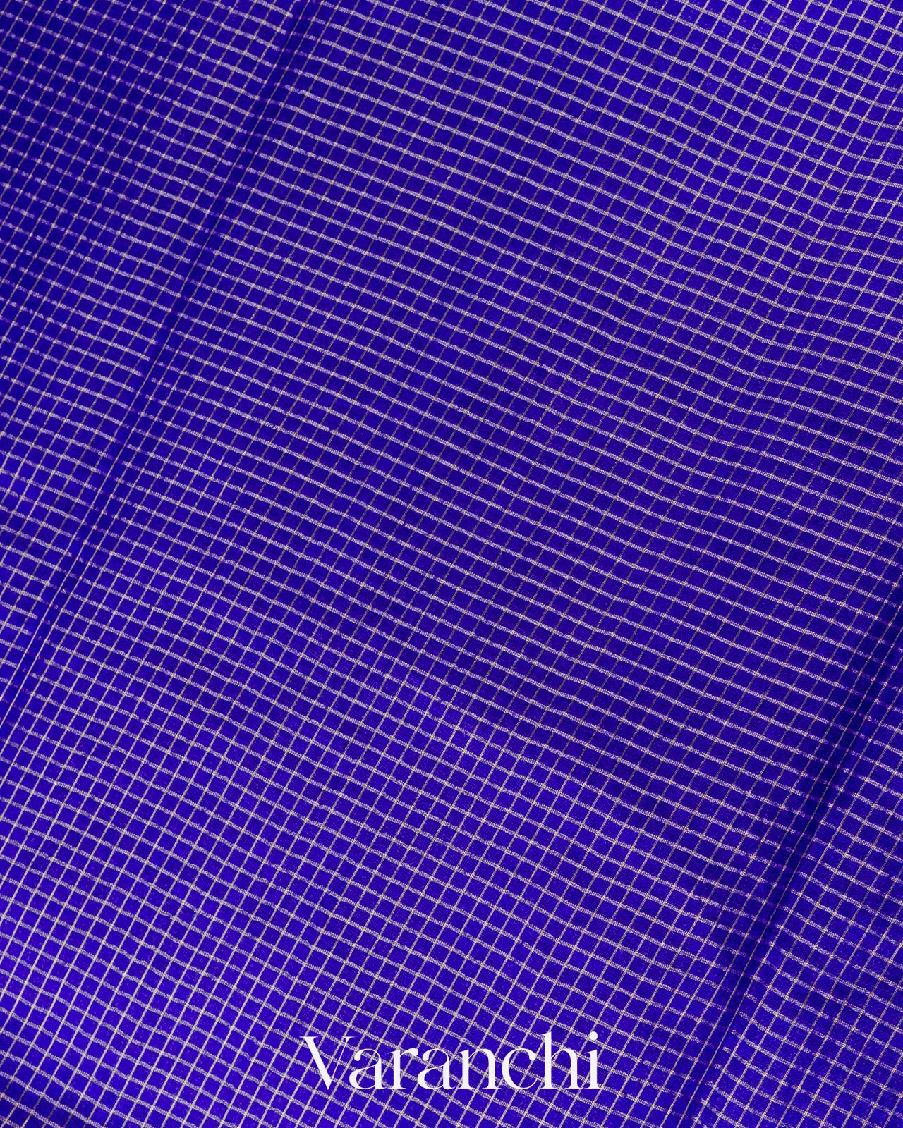 Royal Blue Checks Pure Katan Silk Saree