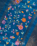 Teal Blue Masharu Bordere D Pure Katan Silk Handloom Saree